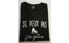 T-SHIRT NOIR &quot;JE PEUX PAS J'AI PATIN&quot;