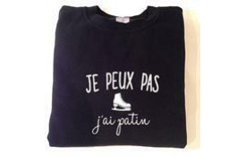 SWEAT MARINE &quot;JE PEUX PAS J'AI PATIN&quot;